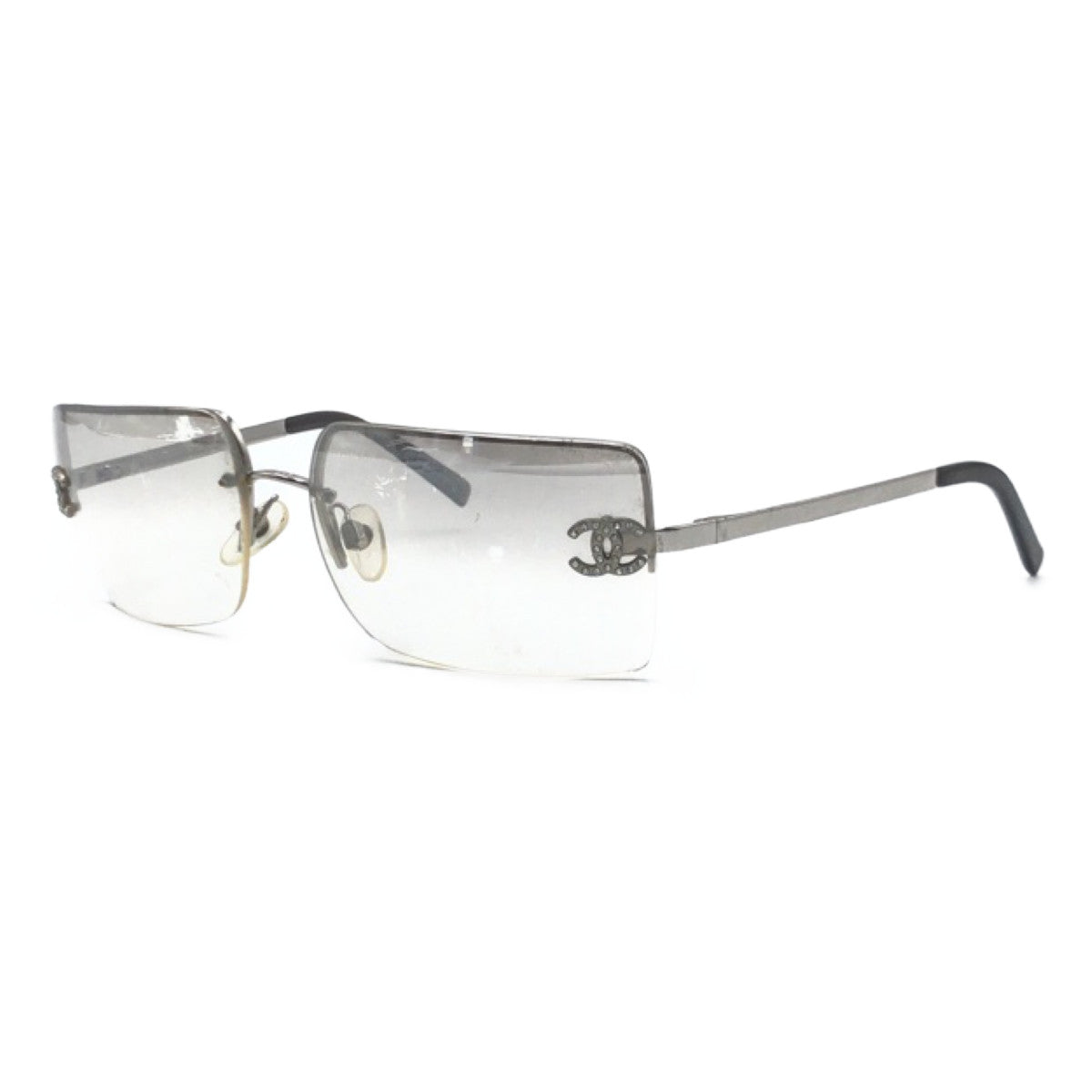 CHANEL シャネル ココマーク ラインストーン グラデーション シルバー 銀 グレー メタル 4092-B c.124/61 62◻︎15 120 サングラス スクエア  レディース