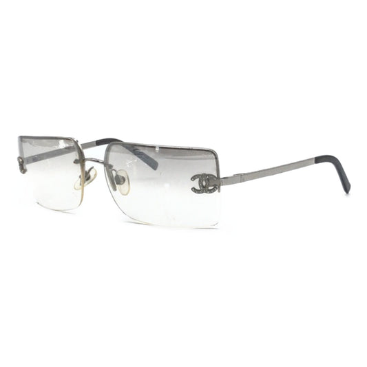 CHANEL シャネル ココマーク ラインストーン グラデーション シルバー 銀 グレー メタル 4092-B c.124/61 62◻︎15 120 サングラス スクエア  レディース